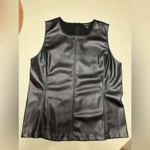 Ann Taylor Faux Leather Paneled Ponte Shell. Large